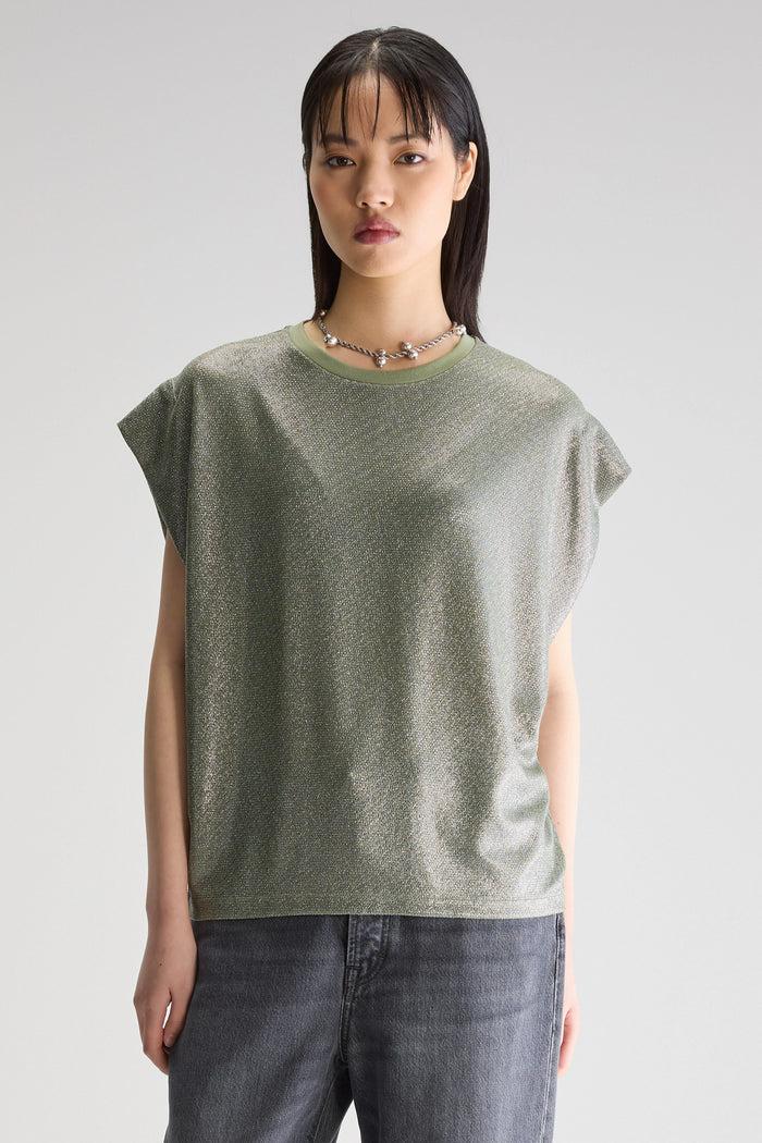 Bellerose T-shirt Vert Avec épaules Repliées Pour Femmes