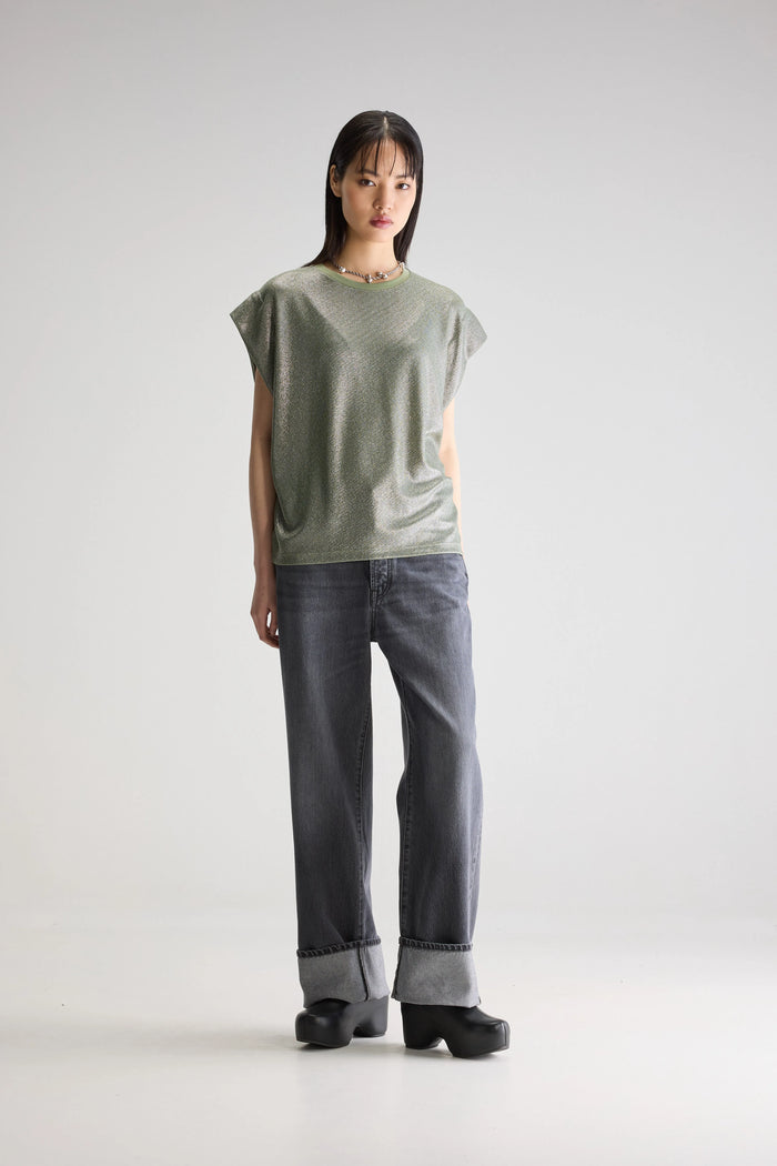 Bellerose T-shirt Vert Avec épaules Repliées Pour Femmes