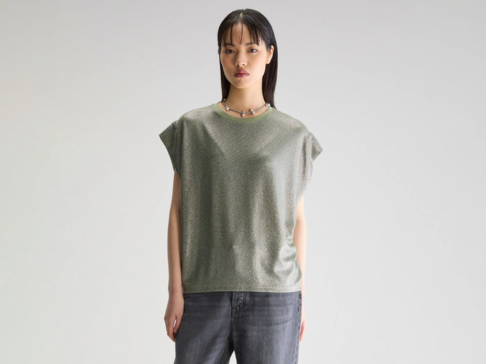 Bellerose T-shirt vert avec épaules repliées pour femmes