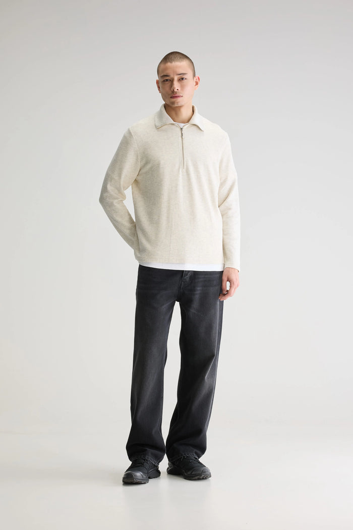 Bellerose T-shirt Zippé Beige à Manches Longues Pour Homme