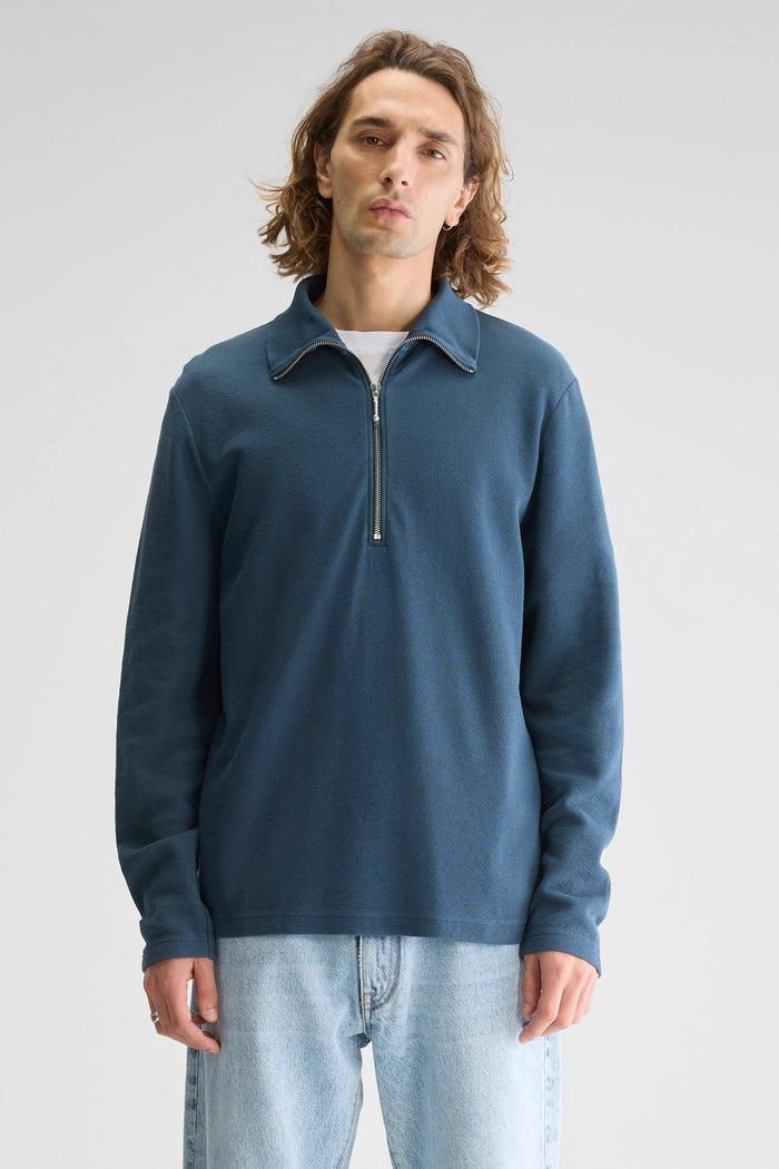 Bellerose T-shirt Zippé Bleu à Manches Longues Pour Homme