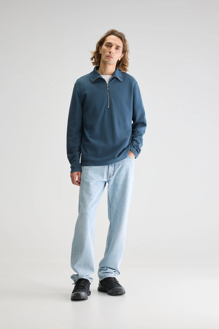 Bellerose T-shirt Zippé Bleu à Manches Longues Pour Homme