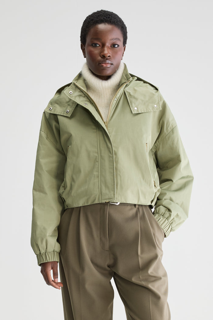 Bellerose Veste Courte Imperméable Verte Pour Femmes