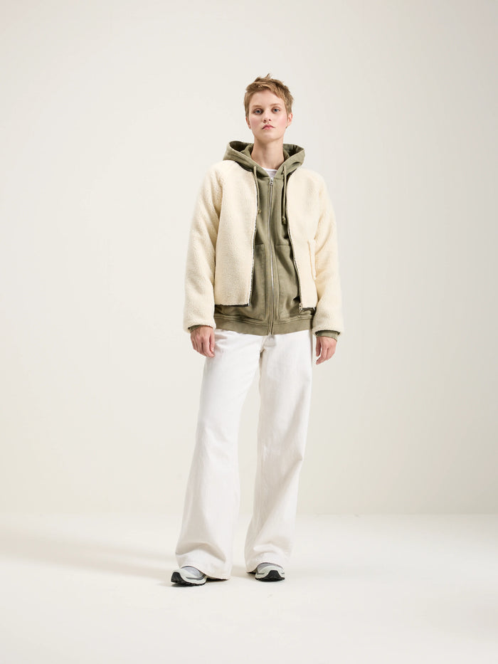 Bellerose Veste Réversible En Teddy Kaki Et écru Pour Femmes