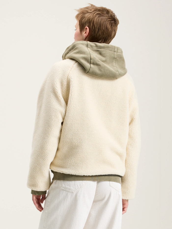 Bellerose Veste Réversible En Teddy Kaki Et écru Pour Femmes