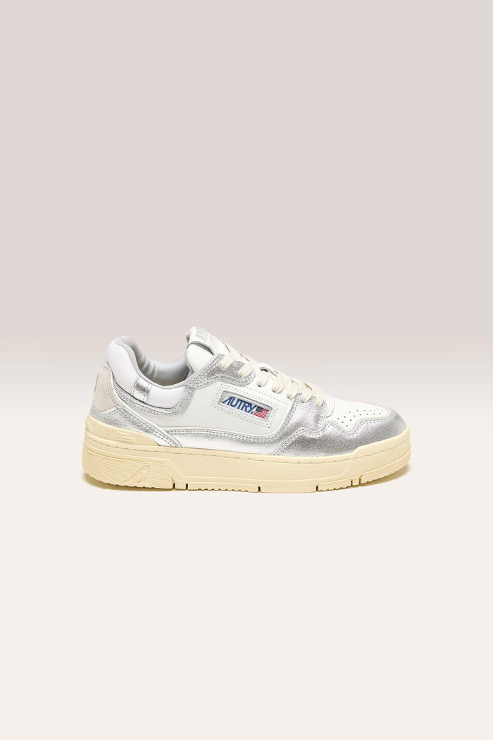 Autry Autry CLC Low Sneaker En Cuir Ton Argenté