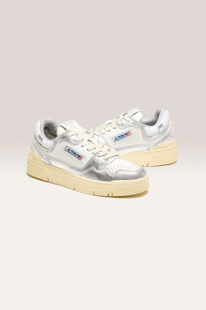 Autry Autry CLC Low Sneaker En Cuir Ton Argenté