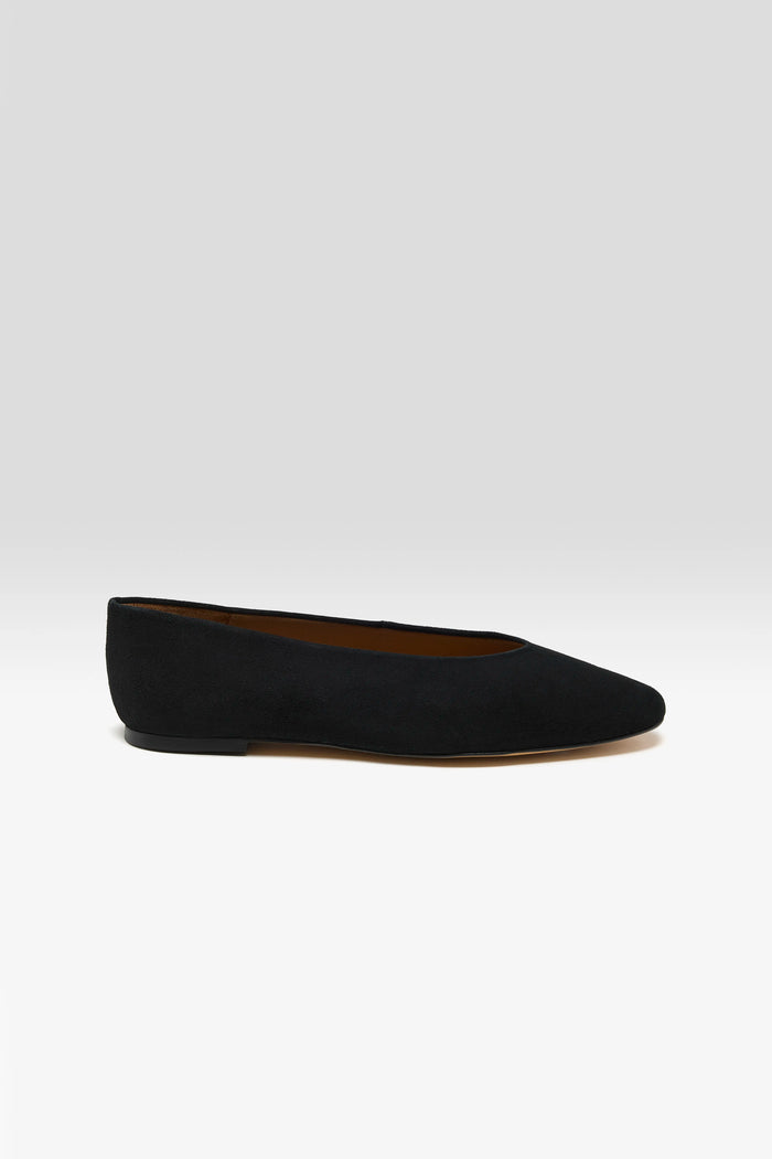Flattered Flattered Belinda Black Suede Ballerina