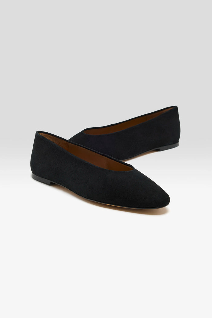 Flattered Flattered Belinda Black Suede Ballerina
