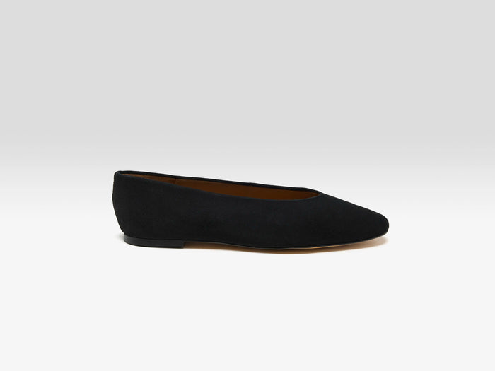 Flattered Flattered Belinda Black Suede Ballerina