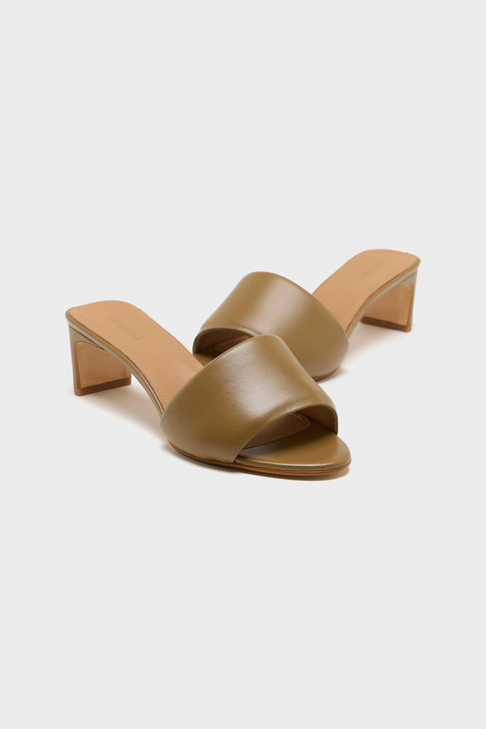 Flattered Flattered Tallulah Leather Olive Heel Sandals