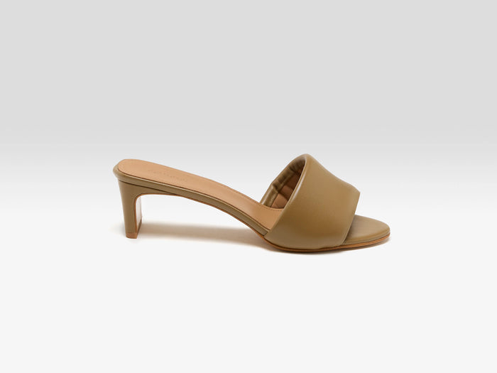 Flattered Flattered Tallulah Leather Olive Heel Sandals