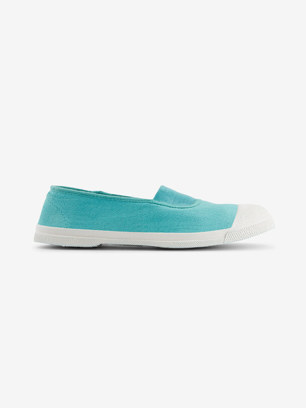 bensimon TENNIS ELASTIQUE FEMME Tennis femme à élastique en coton Turquoise BENSIMON
