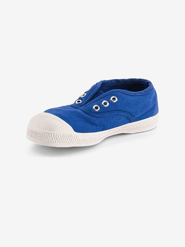 Bensimon TENNIS ELLY ENFANT Tennis Enfant Sans Lacet En Coton Bleu Vif BENSIMON