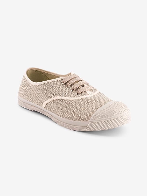 Bensimon TENNIS LACETS FEMME SHINY LINEN Sable BENSIMON