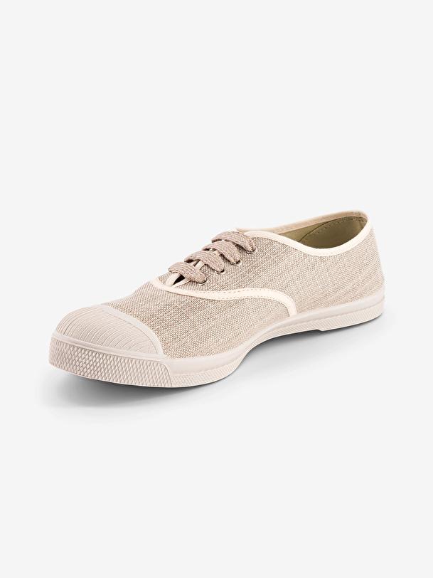 Bensimon TENNIS LACETS FEMME SHINY LINEN Sable BENSIMON