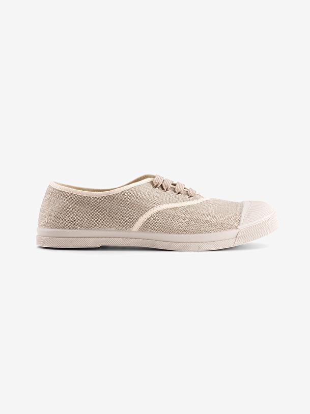 bensimon TENNIS LACETS FEMME SHINY LINEN Sable BENSIMON
