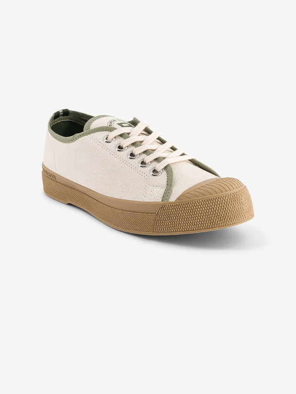 Bensimon TENNIS ROMY B79 FEMME AUTHENTIQUE Tennis à Lacet Basses En Coton Organique Femme Sauge BENSIMON