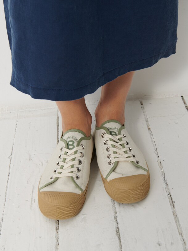 bensimon TENNIS ROMY B79 FEMME AUTHENTIQUE Tennis à lacet basses en coton organique femme Sauge BENSIMON