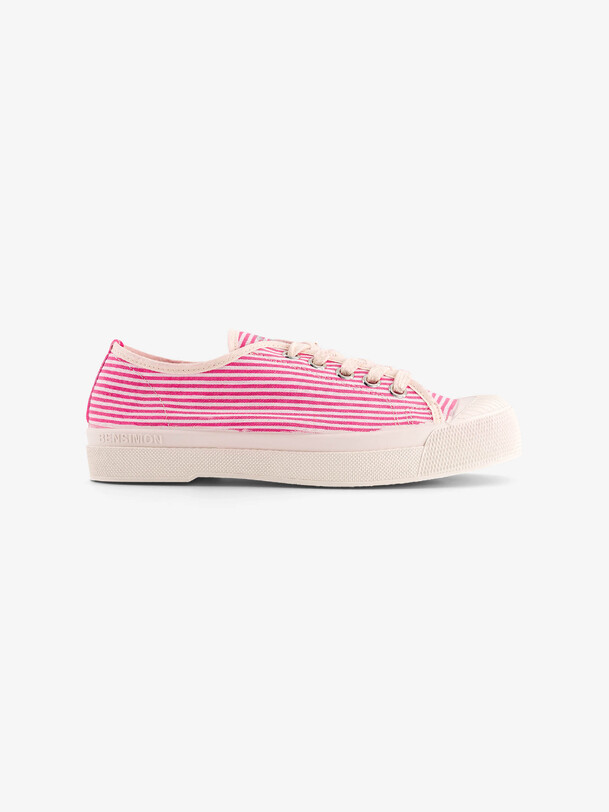 Bensimon TENNIS ROMY B79 FEMME SMALL STRIPES Tennis à Lacet Basses à Rayures Femme Fushia BENSIMON