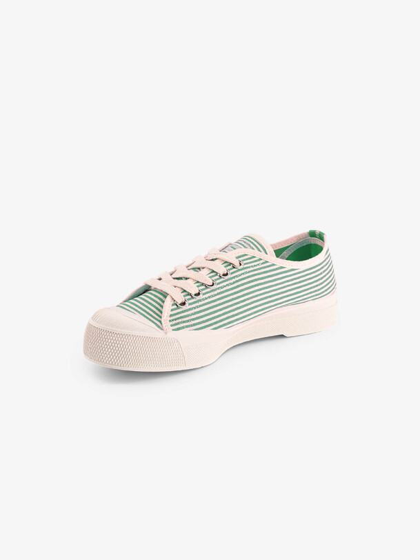 Bensimon TENNIS ROMY B79 FEMME SMALL STRIPES Tennis à Lacet Basses à Rayures Femme Basilic BENSIMON