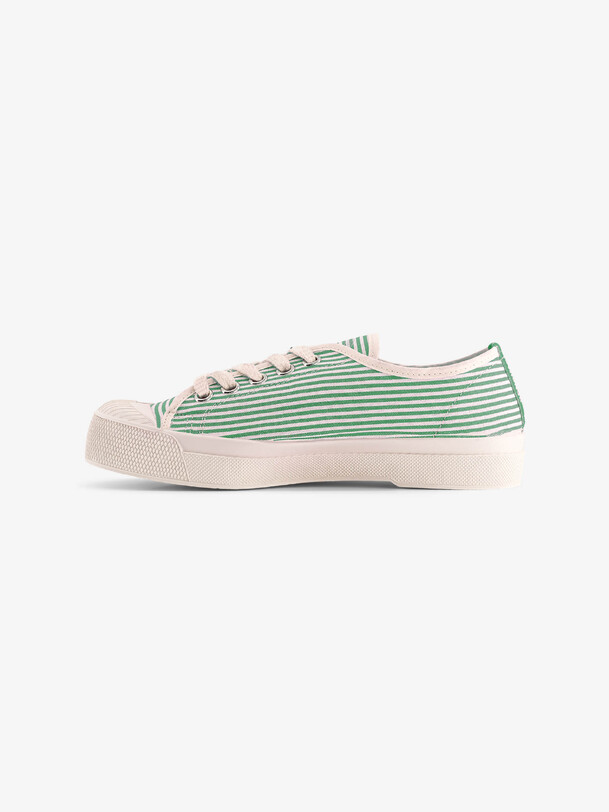 Bensimon TENNIS ROMY B79 FEMME SMALL STRIPES Tennis à Lacet Basses à Rayures Femme Basilic BENSIMON