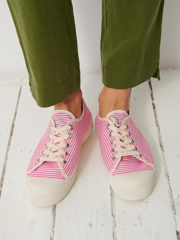 bensimon TENNIS ROMY B79 FEMME SMALL STRIPES Tennis à lacet basses à rayures femme Fushia BENSIMON