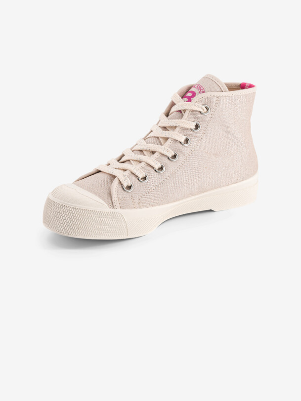 Bensimon TENNIS STELLA B79 FEMME ECRU SHINY Tennis Montante Brillante à Paillettes Silver BENSIMON