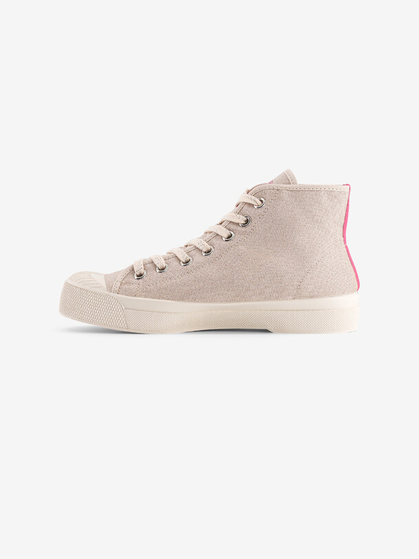 Bensimon TENNIS STELLA B79 FEMME ECRU SHINY Tennis Montante Brillante à Paillettes Silver BENSIMON