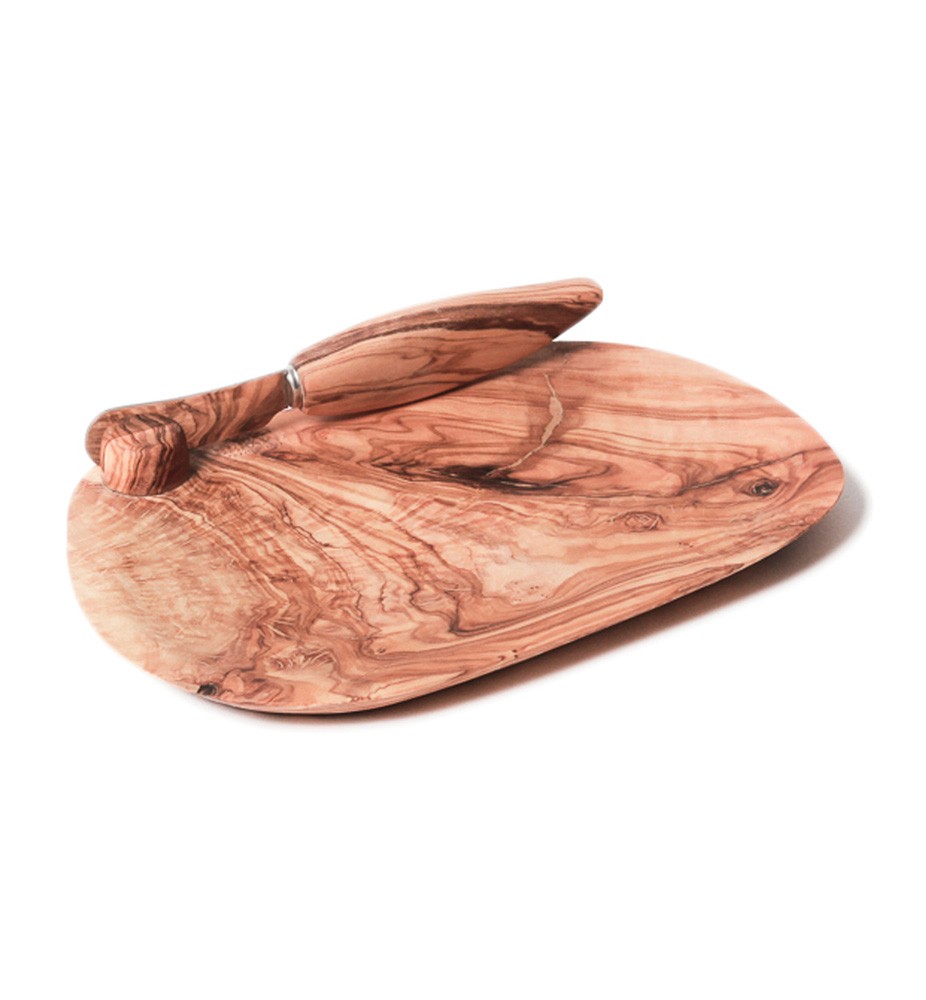 bérard Beurrier avec couteau tartineur en bois d’olivier fait-main - 18 5 cm