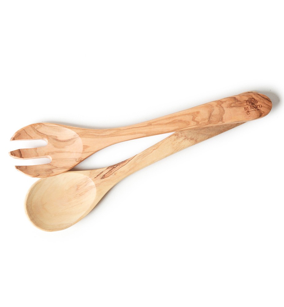 Bérard Couverts à Salade Provençal En Bois D’olivier Fait-main - 17 Cm