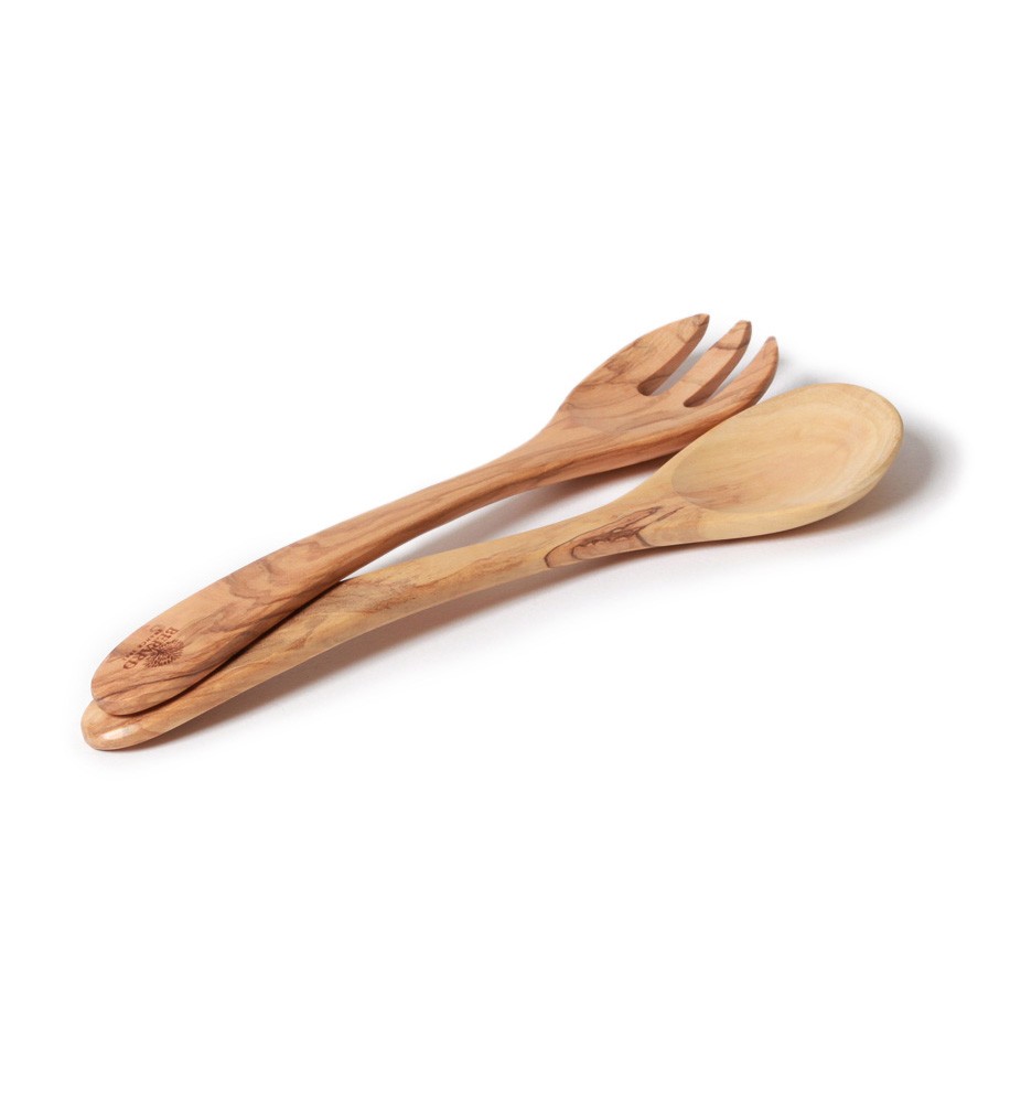bérard Couverts à salade Provençal en bois d’olivier fait-main - 17 cm