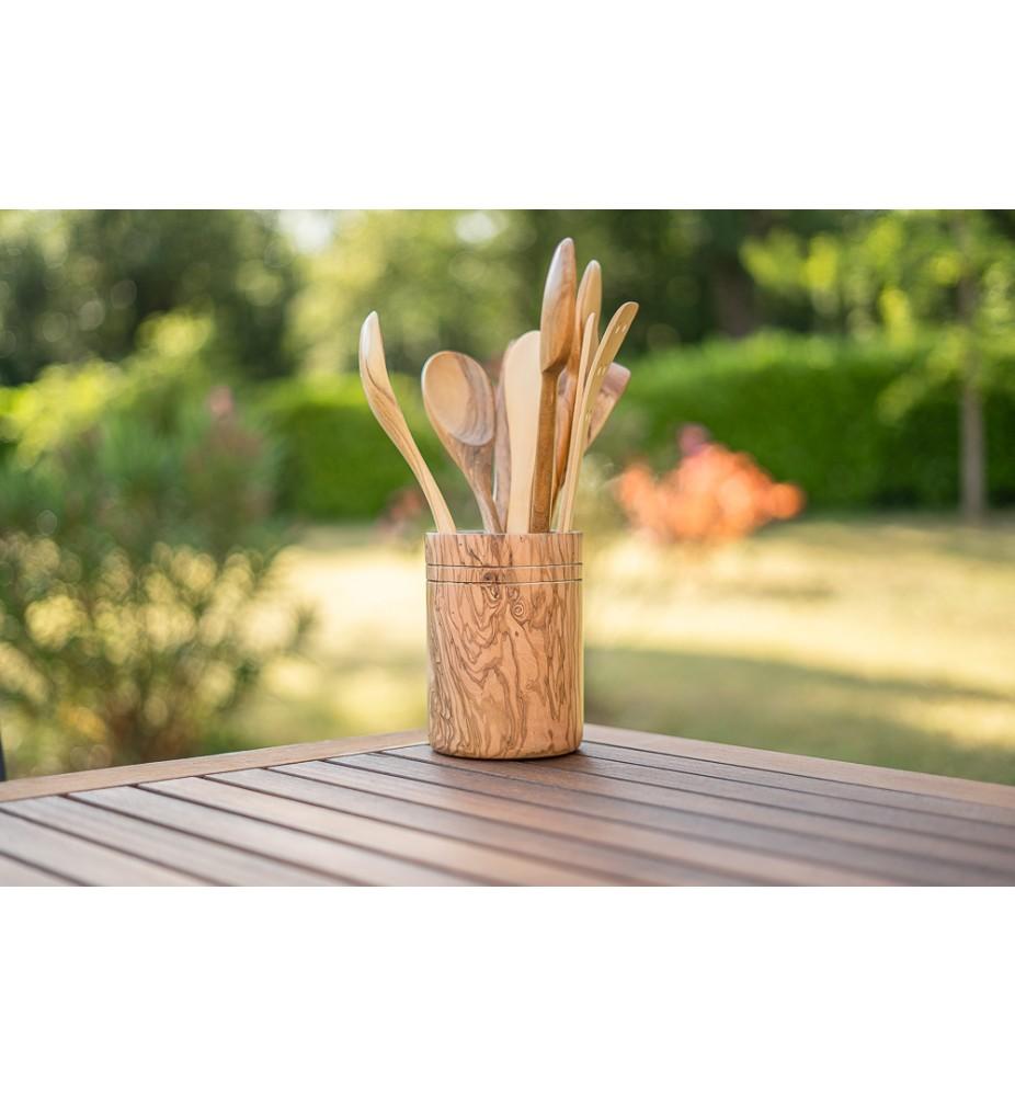Bérard Pot A Couverts Vernis Hauteur 15cm / Dia 11cm Olivier