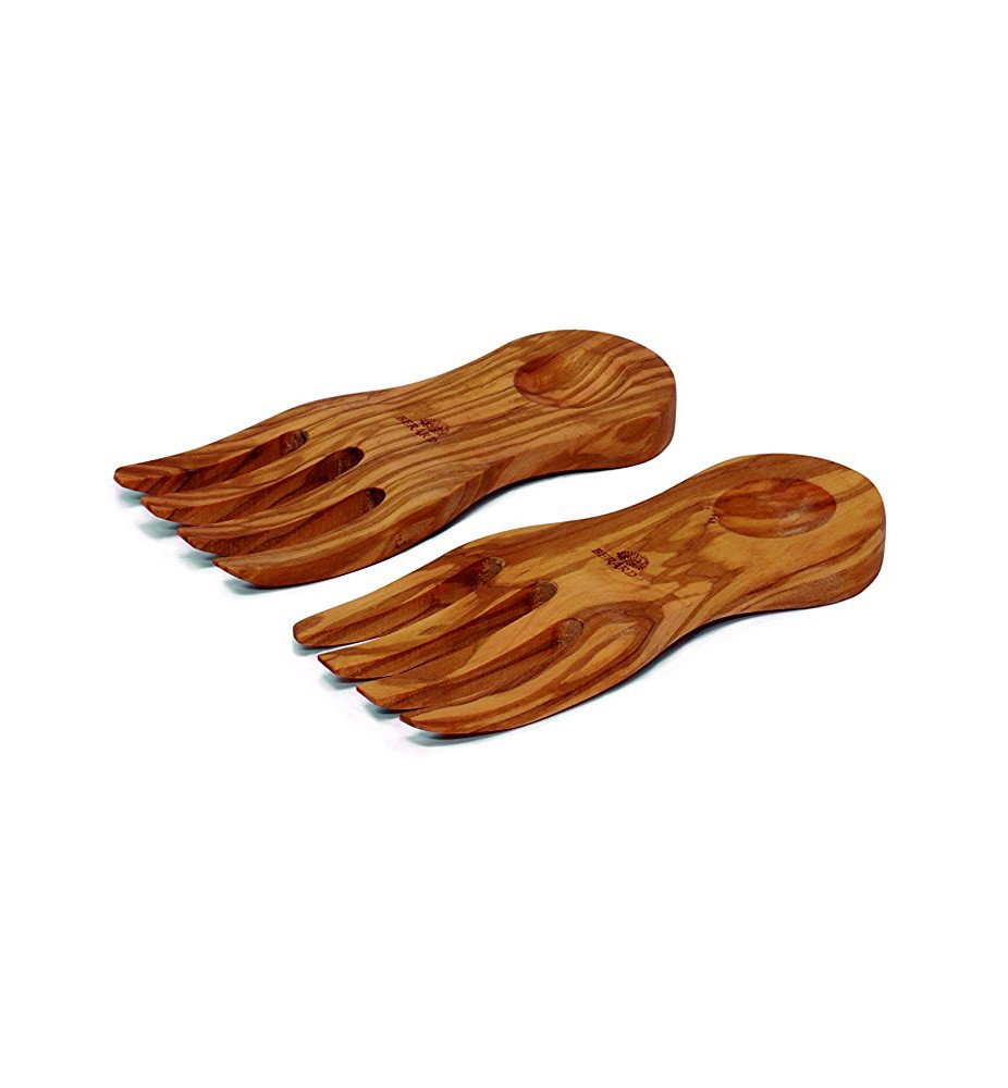 Bérard Set De 2 Mains à Salade En Bois D’olivier Et Fait-main Idéales Salades Et Pâtes - 20 Cm
