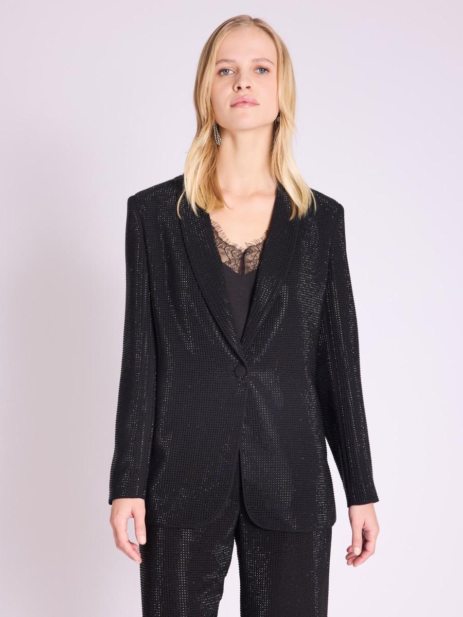 Berenice Blazer VELINDA Blazer noir droit à strass