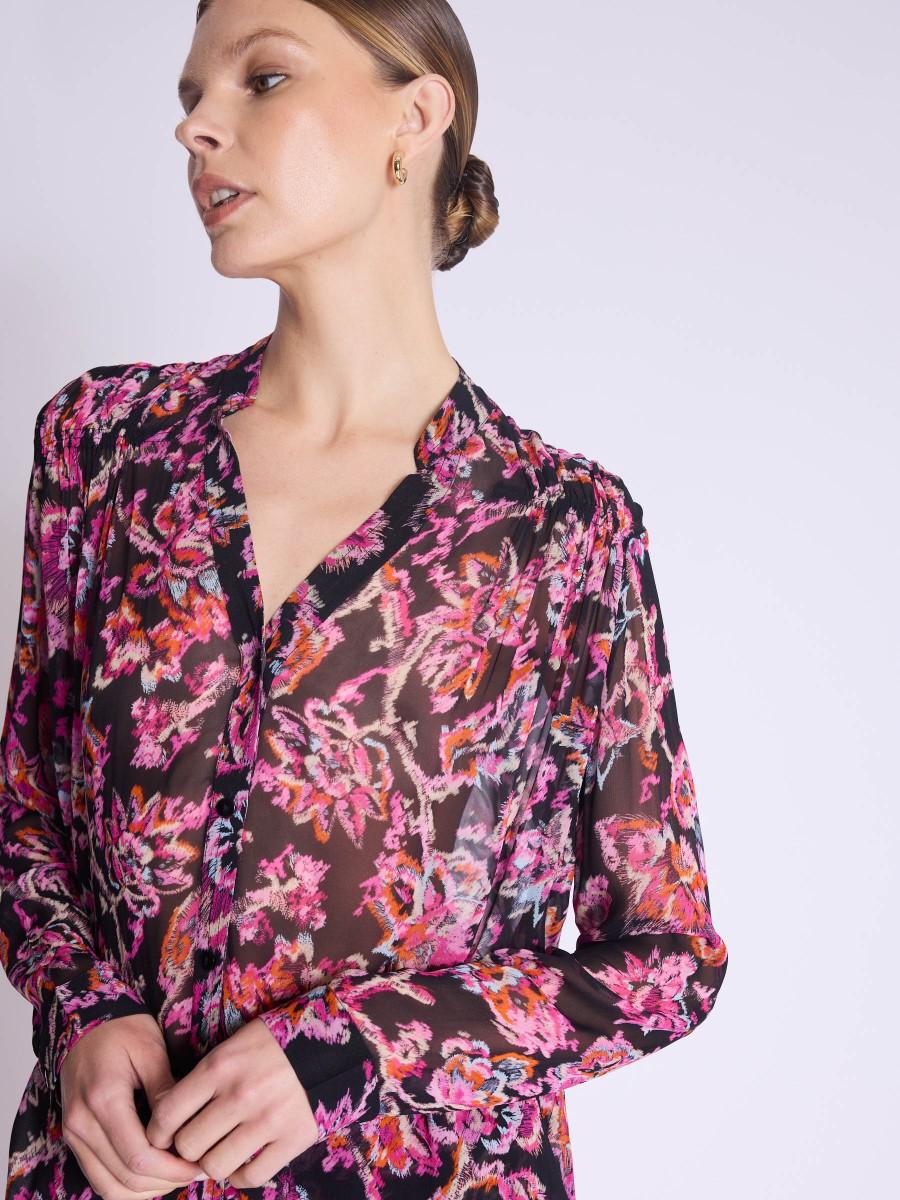 Berenice Blouse ERIKA Blouse Noire Imprimé Floral