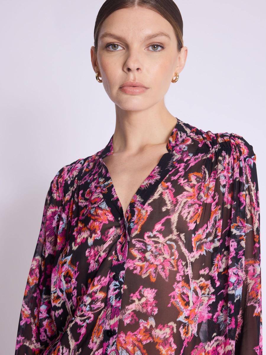 Berenice Blouse ERIKA Blouse Noire Imprimé Floral