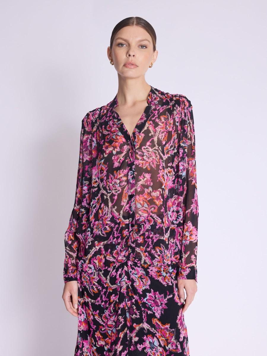 Berenice Blouse ERIKA Blouse noire imprimé floral