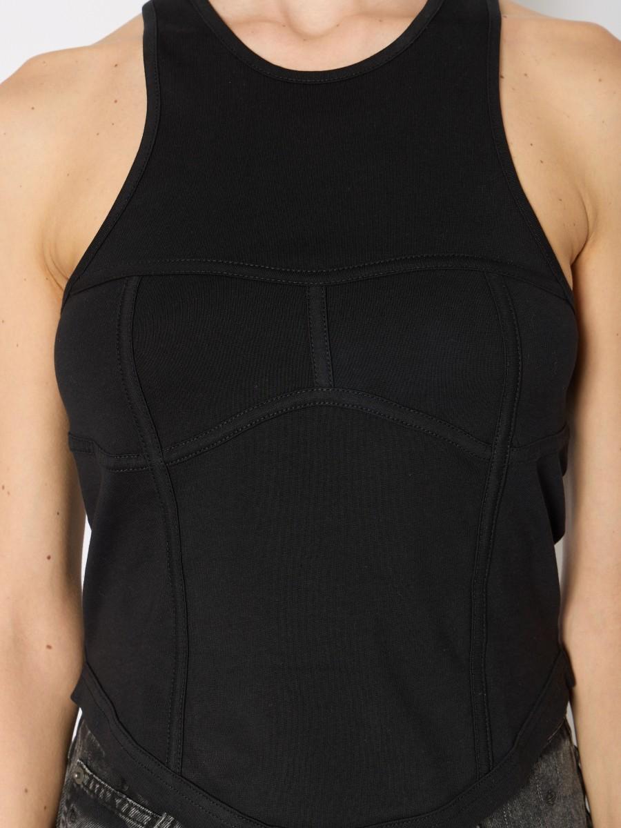 Berenice ELOANE Débardeur Noir Effet Corset