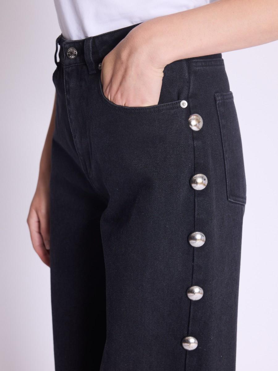 Berenice Jean MEMPHIS Jean Large Noir Avec Studs