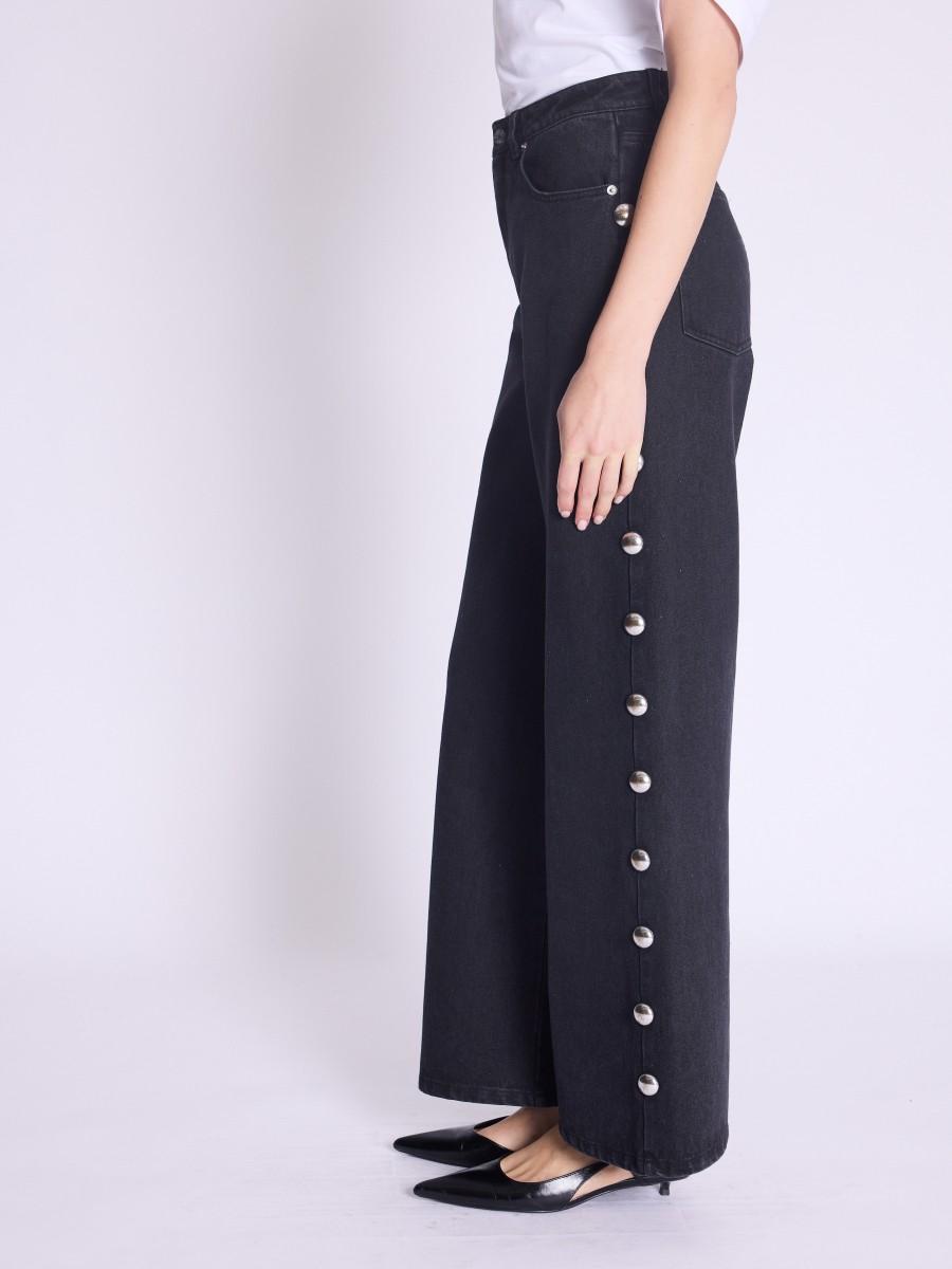Berenice Jean MEMPHIS Jean Large Noir Avec Studs