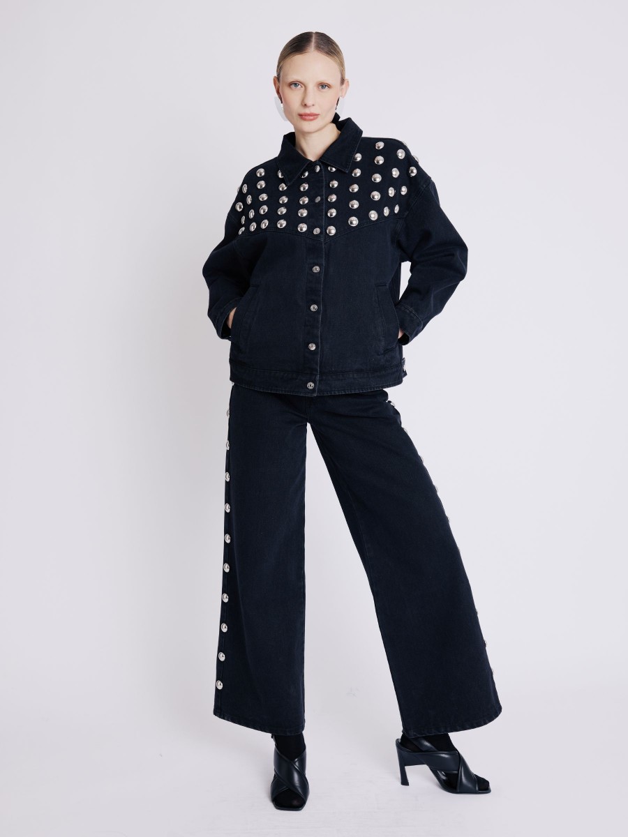 Berenice Jean MEMPHIS Jean large noir avec studs