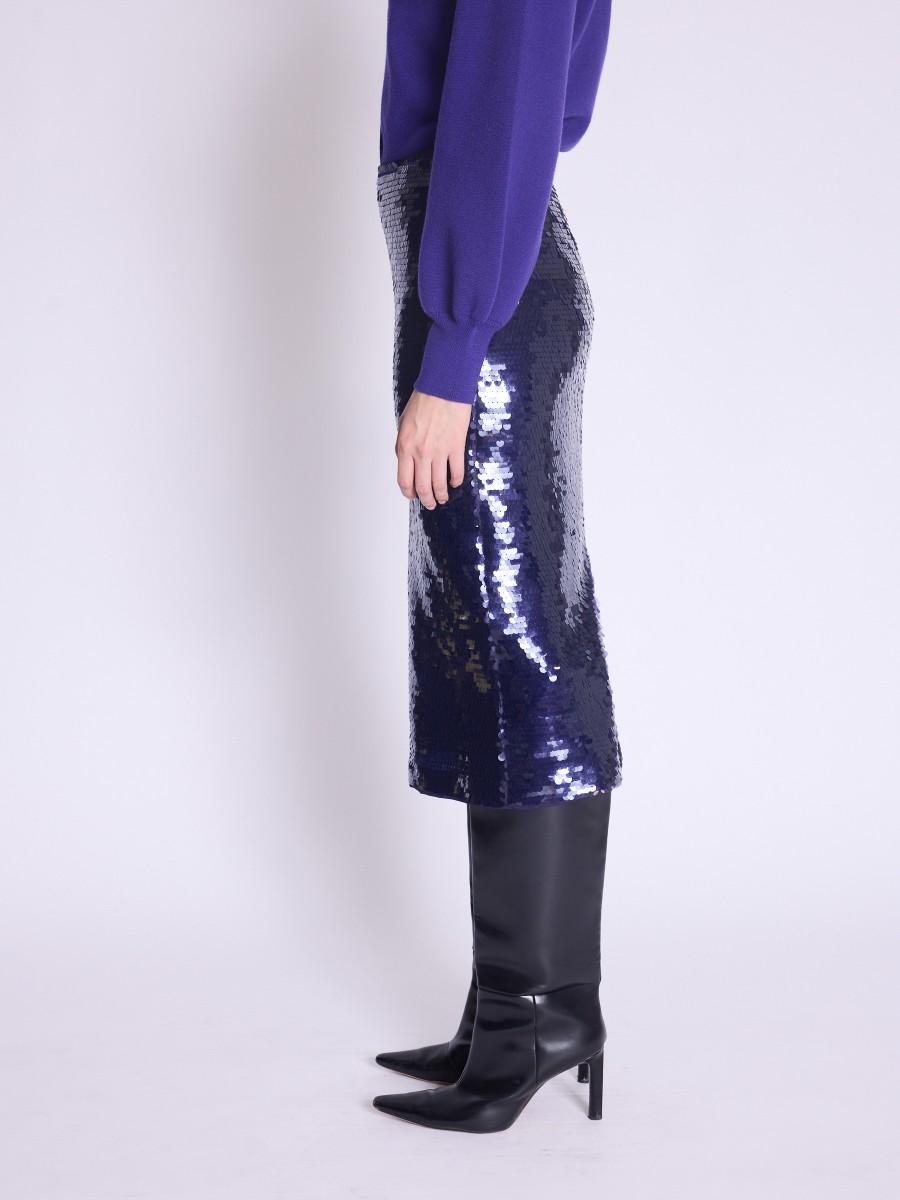 Berenice Jupe JAMY Jupe Longue à Sequins Violets