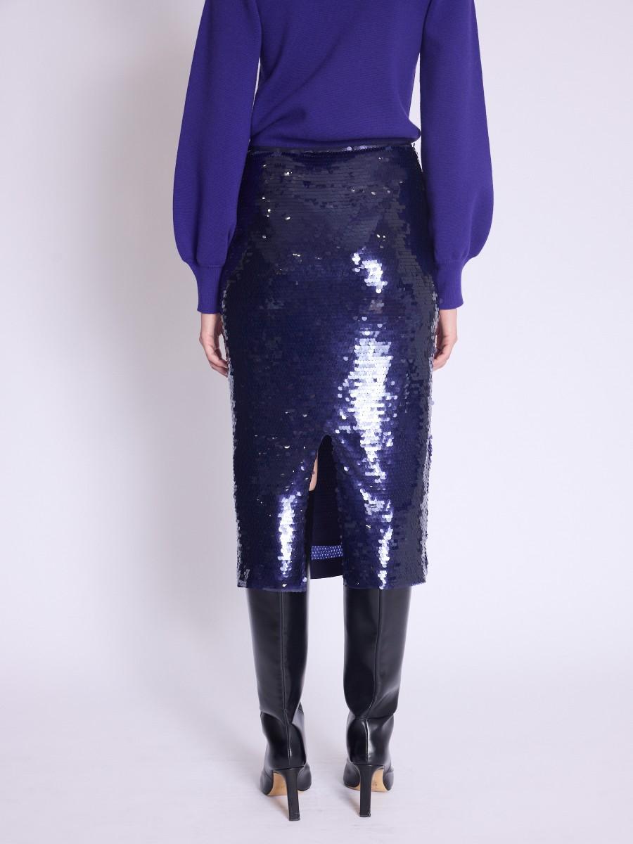 Berenice Jupe JAMY Jupe Longue à Sequins Violets