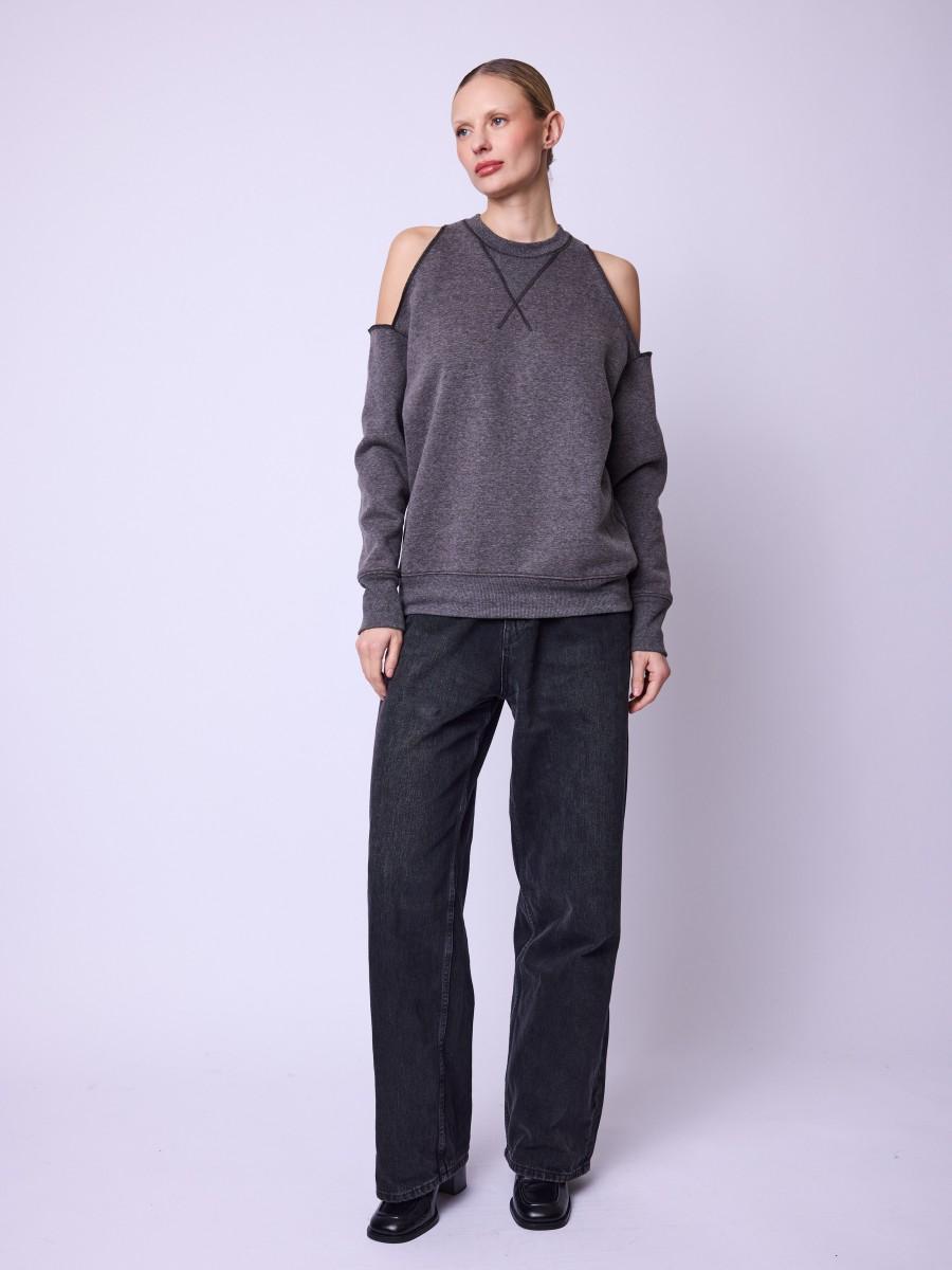 Berenice Sweat DAWSON Sweat Gris épaules Dénudées