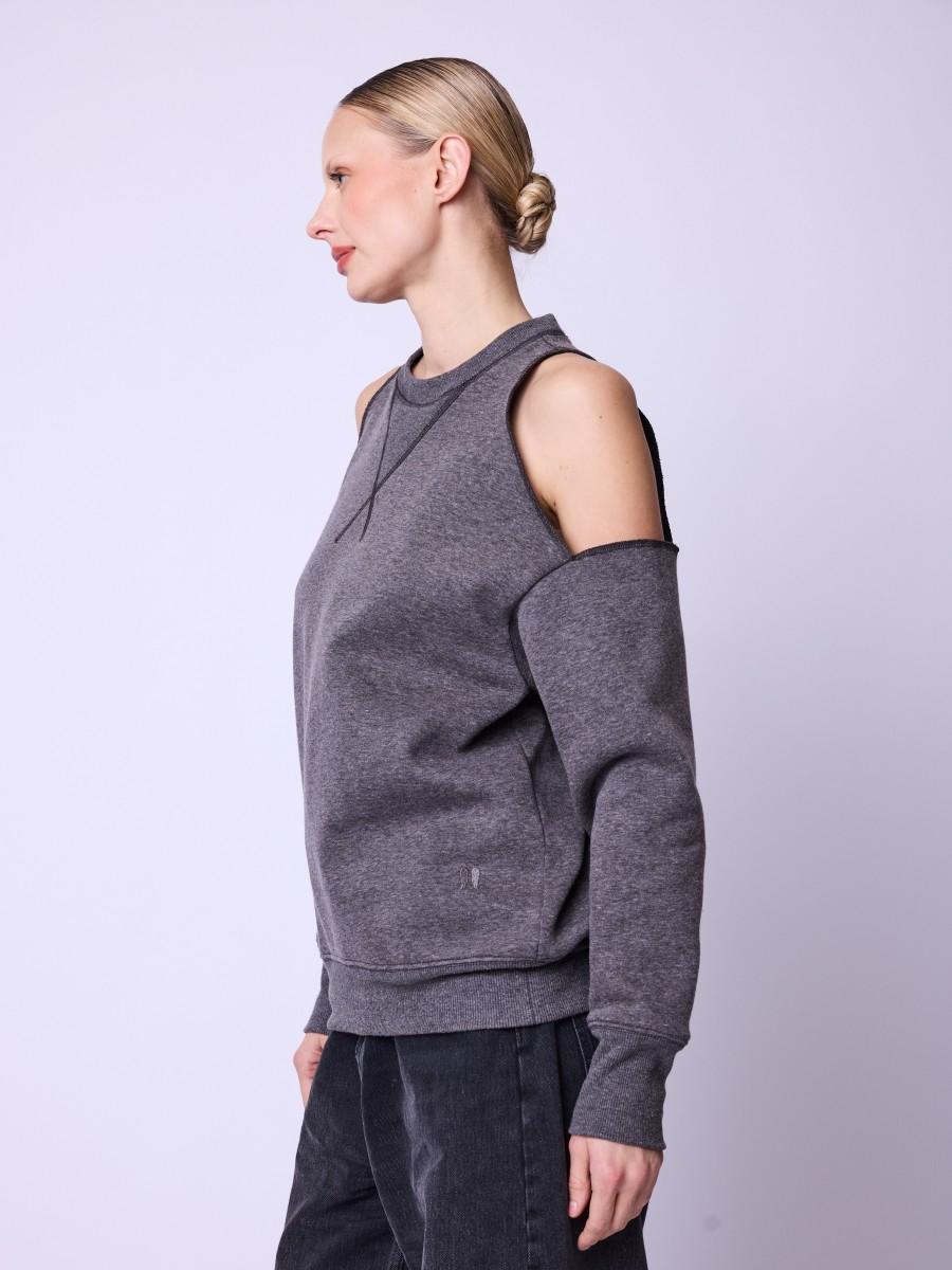 Berenice Sweat DAWSON Sweat Gris épaules Dénudées