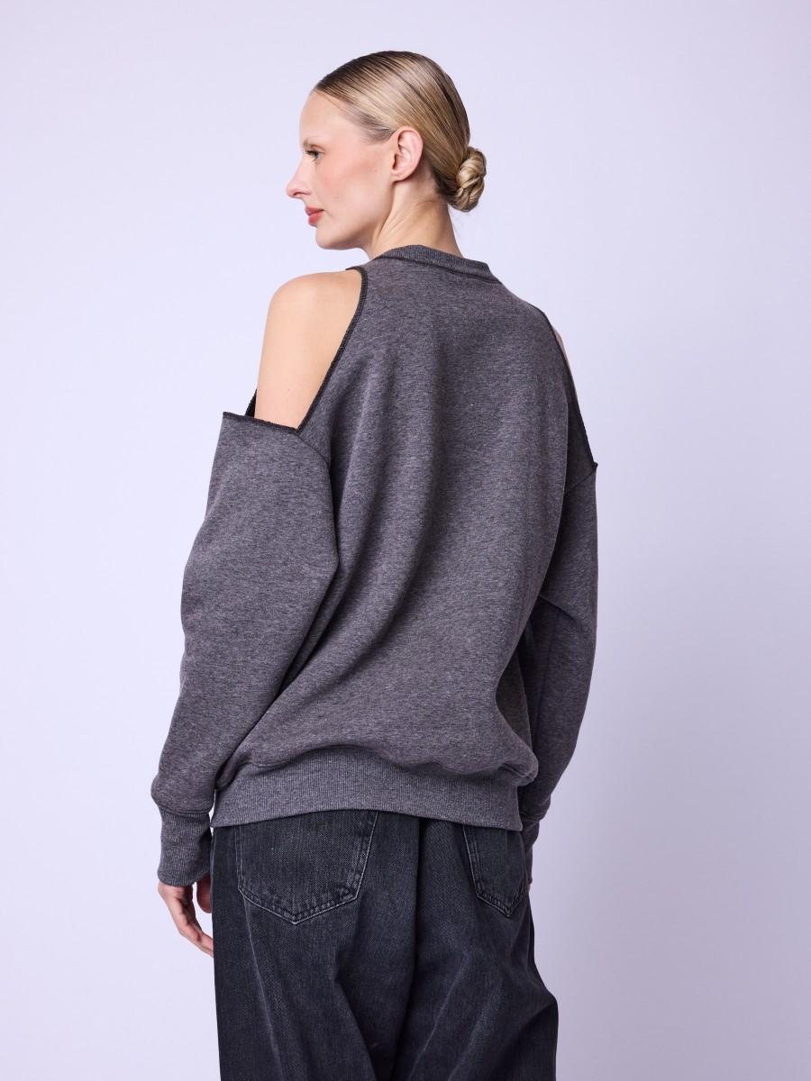 Berenice Sweat DAWSON Sweat Gris épaules Dénudées