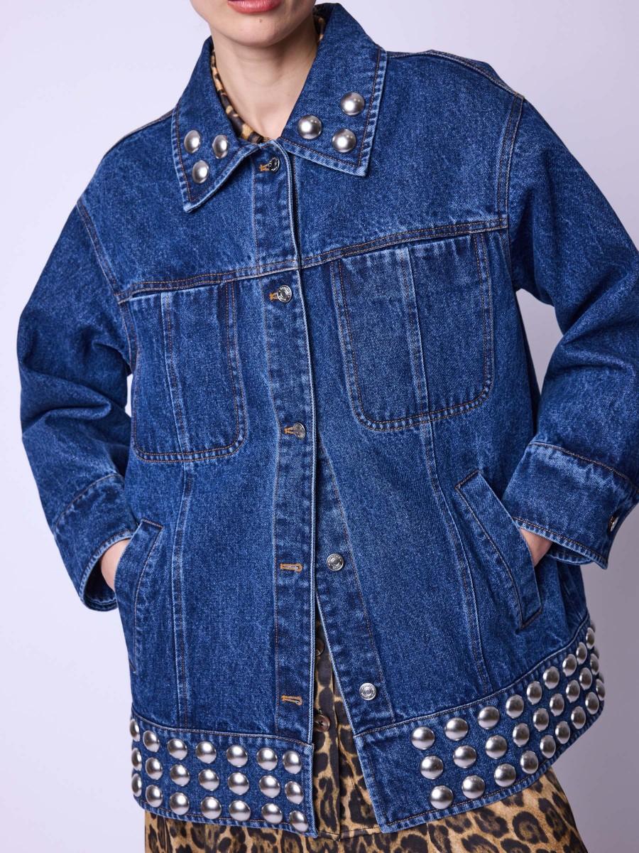 Berenice Veste VERONICA Veste En Jean Brut à Studs