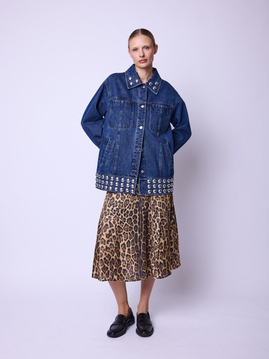 Berenice Veste VERONICA Veste En Jean Brut à Studs