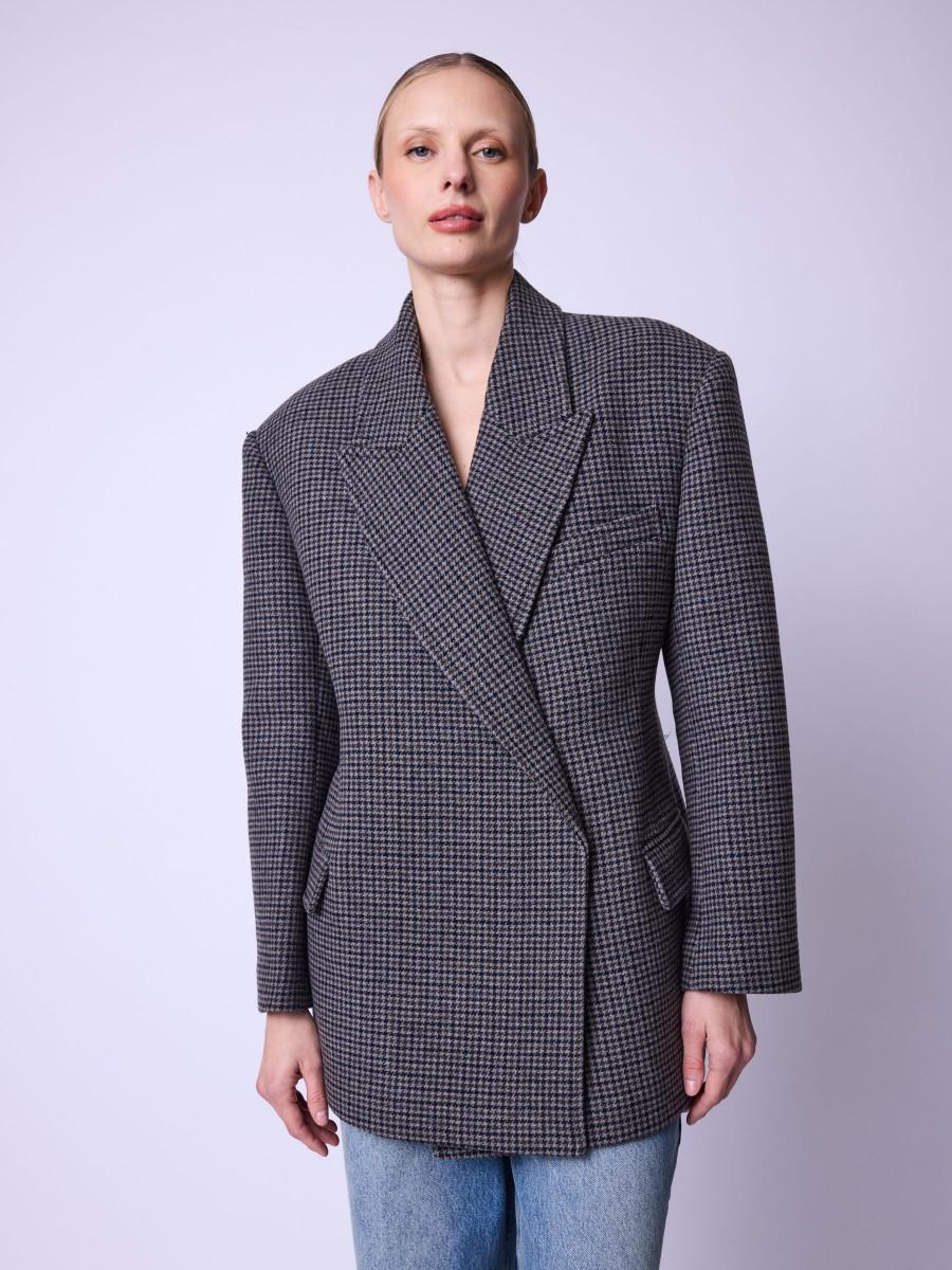 Berenice Blazer VEVA Blazer Gris Structuré à Carreaux